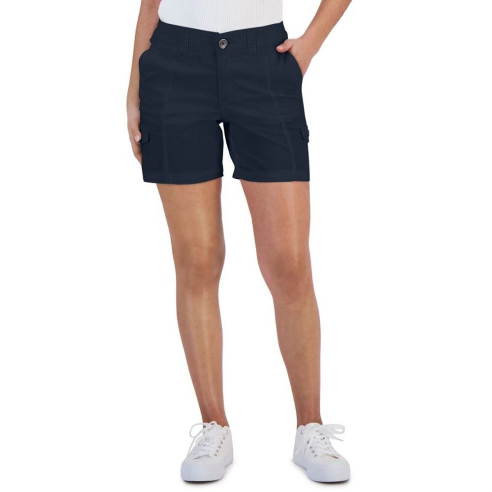 Petite Mid Rise Zig Zag Stitch Cargo Shorts